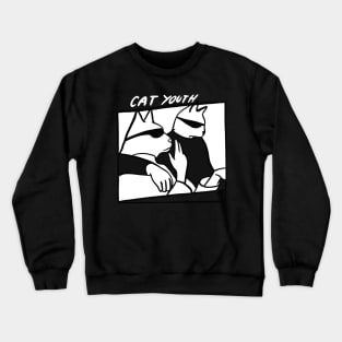 Cat Youth Cool Indie 90s Rock Music Aesthetic Crewneck Sweatshirt